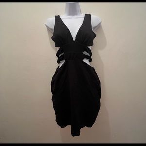 BEBE SIDE CUTOUT BODYCON BLACK DRESS